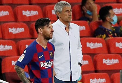 Leo Messi y Quique Setién. | EFE