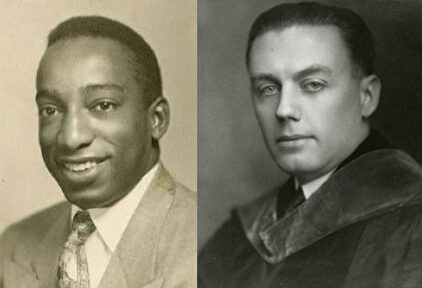 Imagen de archivo del jugador David Showell (i) y Hutchison, el director de la Universidad de Lafayette (d). | Wikipedia