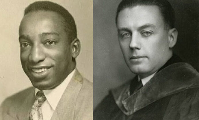 Imagen de archivo del jugador David Showell (i) y Hutchison, el director de la Universidad de Lafayette (d). | Wikipedia