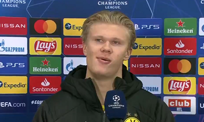 Erling Haaland en plena entrevista. | CBS