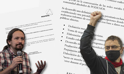 El vicepresidente del Gobierno y líder de Podemos, Pablo Iglesias, junto al cofundador del partido, Juan Carlos Monedero. | LD