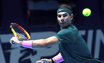 Rafa Nadal, en su debut en las Finales ATP de Londres ante Andrey Rublev. | EFE