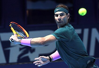 Rafa Nadal, en su debut en las Finales ATP de Londres ante Andrey Rublev. | EFE