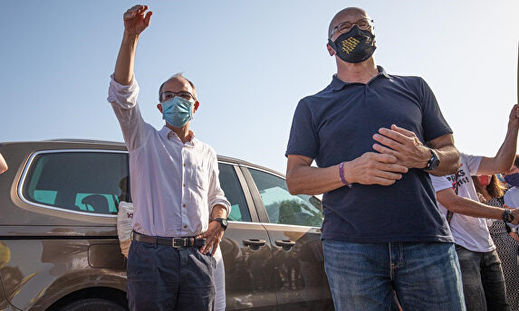 Jordi Turul y Raül Romeva en una imagen del pasado mes de julio. | Europa Press