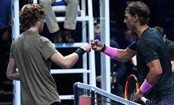 Rublev y Nadal en la Copa de Maestros. | EFE