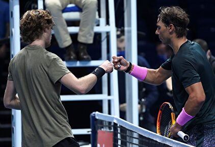 Rublev y Nadal en la Copa de Maestros. | EFE