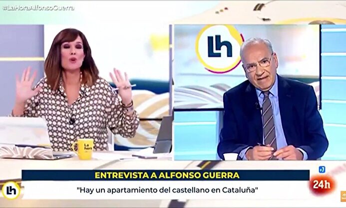 Tensión entre Mónica López y Alfonso Guerra por el español en Cataluña