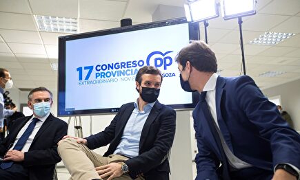  Pablo Casado durante la clausura del 17 Congreso Provincial de la formación en Zaragoza. | EFE