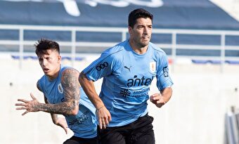 Luis Suárez, en un entrenamiento con la selección de Uruguay. | EFE