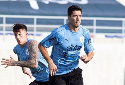 Luis Suárez, en un entrenamiento con la selección de Uruguay. | EFE