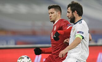 Luka Jovic, en acción ante Rusia. | EFE