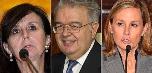La expresidenta del TC, María Emilia Casas; el presidente del TC, Juan José González Rivas; y la magistrada del TS, Pilar Teso. | LD