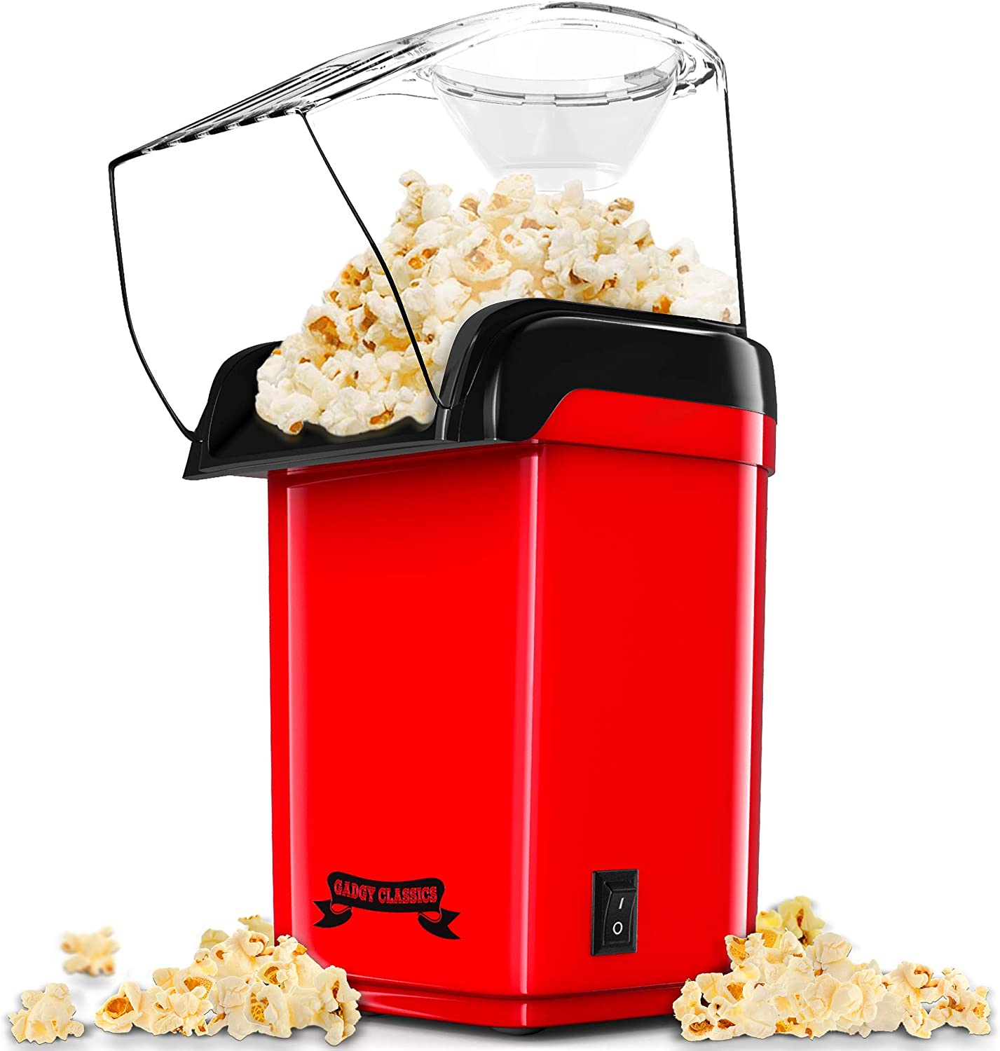 1200W Palomitero Vintage Retro Roja Maquina de Popcorn Aire Caliente Sin Grasa Aceita Edición 