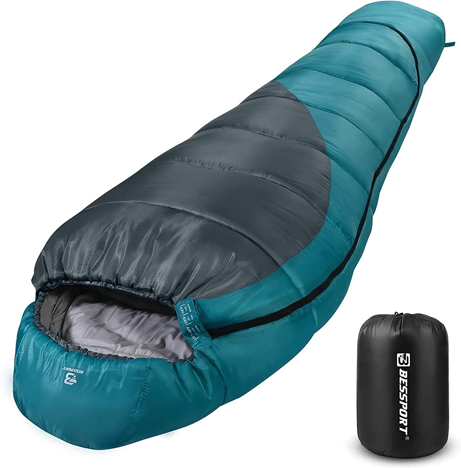 High Peak saco de dormir momia Pak 600 210x75cm gris oscuro/Azul camping saco de dormir