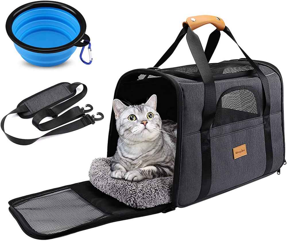 DZL® Transportín triangular plástico de gato y Perros Lavable para viaje,pasear Recomendado para Mascotas de hasta 6kg 45x35x30cm Aleatorio 