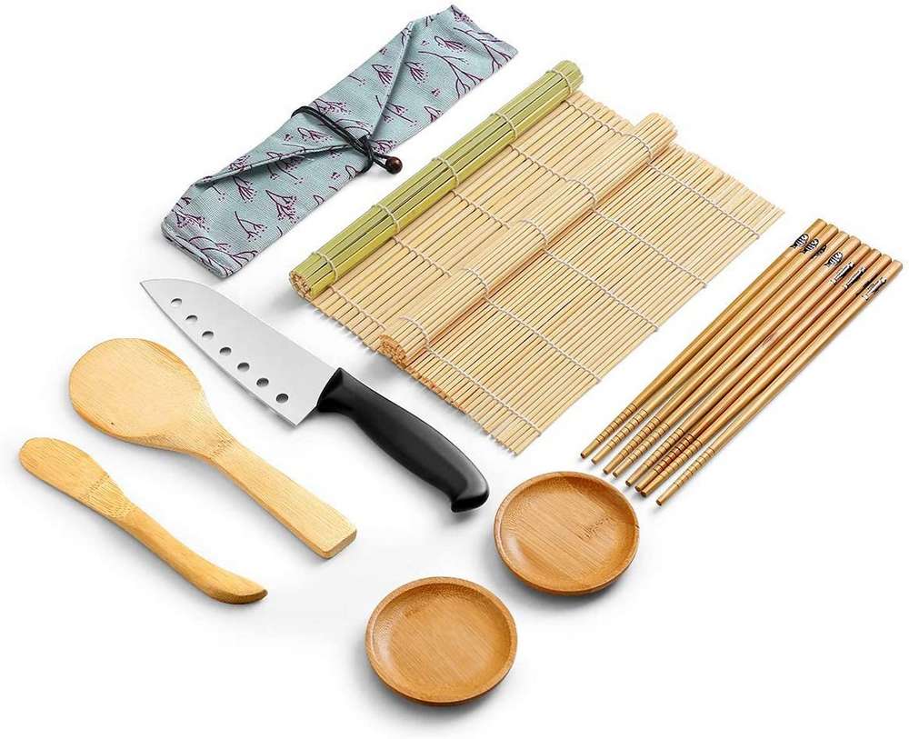 Creador de Shusi Rapido Rallador de wasabi Kit para Hacer Sushi 12 Piezas Moldes para hacer Sushi en casa 