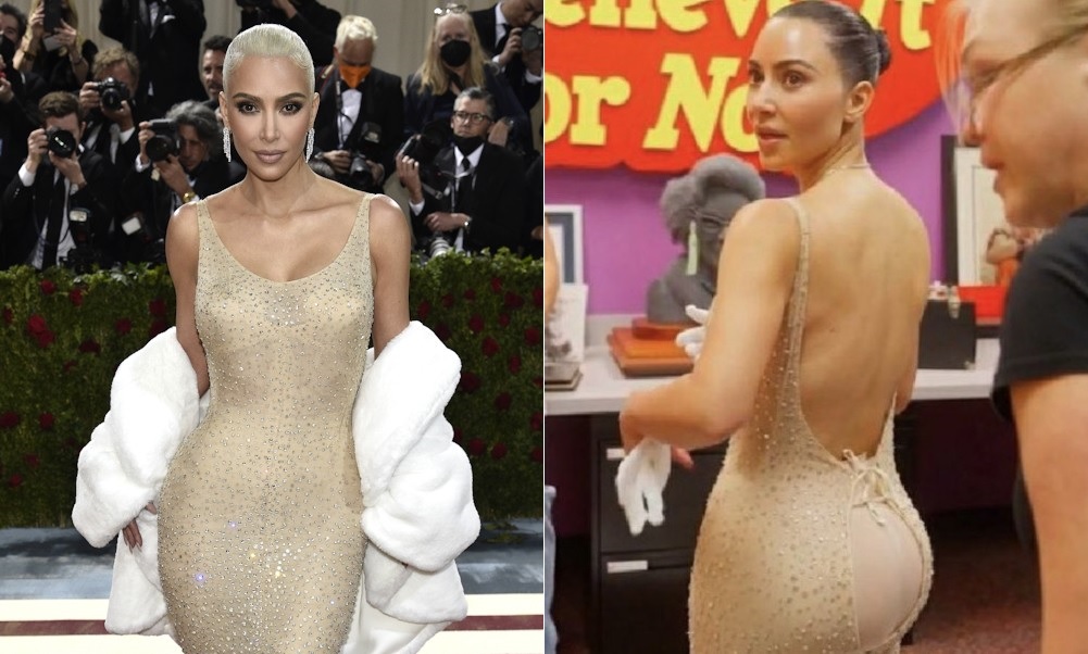 apenas algas marinas Luminancia Kim Kardashian destroza el vestido original de Marilyn Monroe que lució en  la Met Gala - Chic
