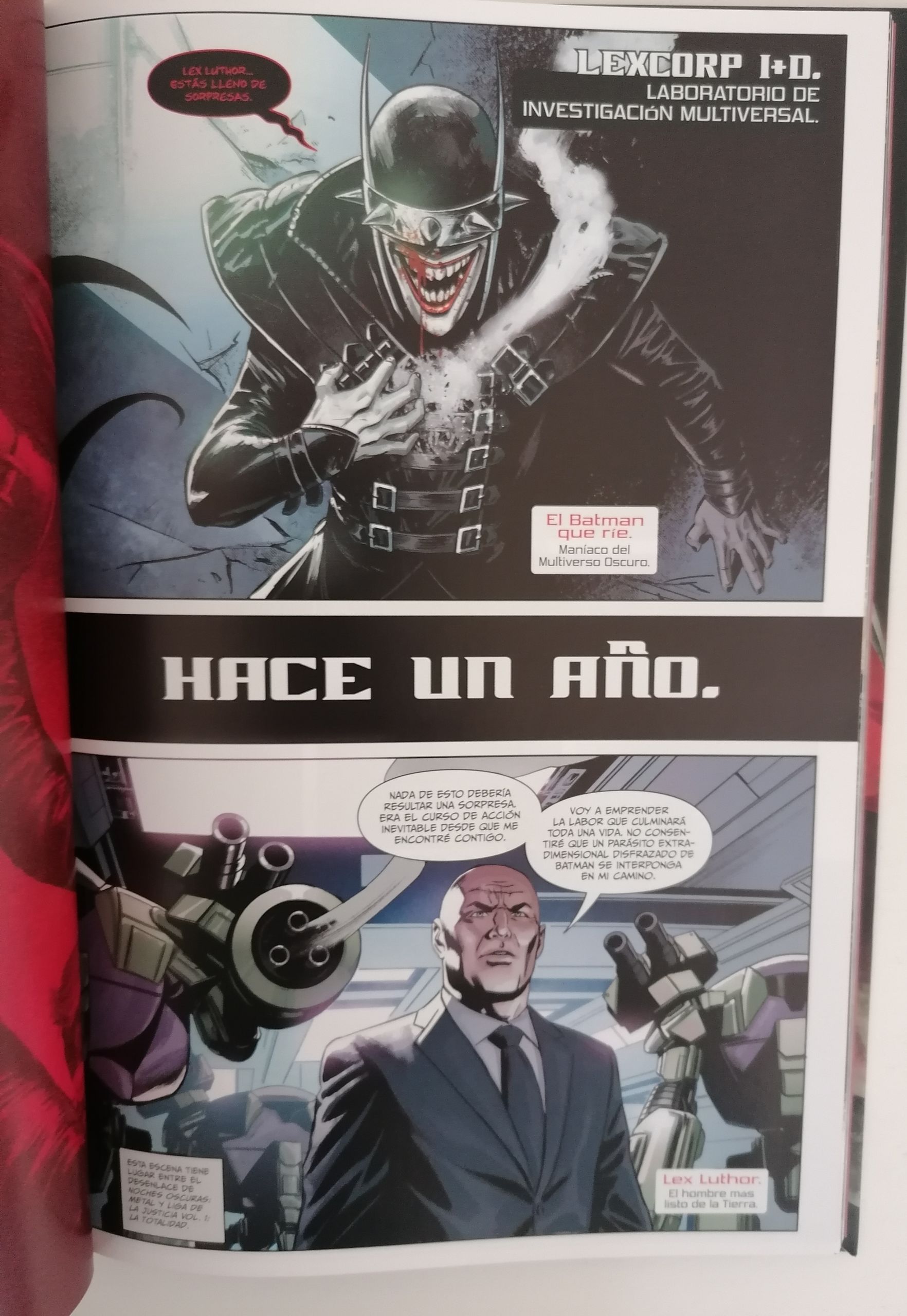 Lex Luthor vs el Batman que ríe en un cómic bizarro y oscuro