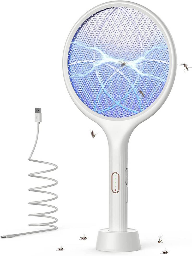 Matamoscas eléctrico 2 en 1, raqueta para insectos, recargable por USB,  matamoscas de verano