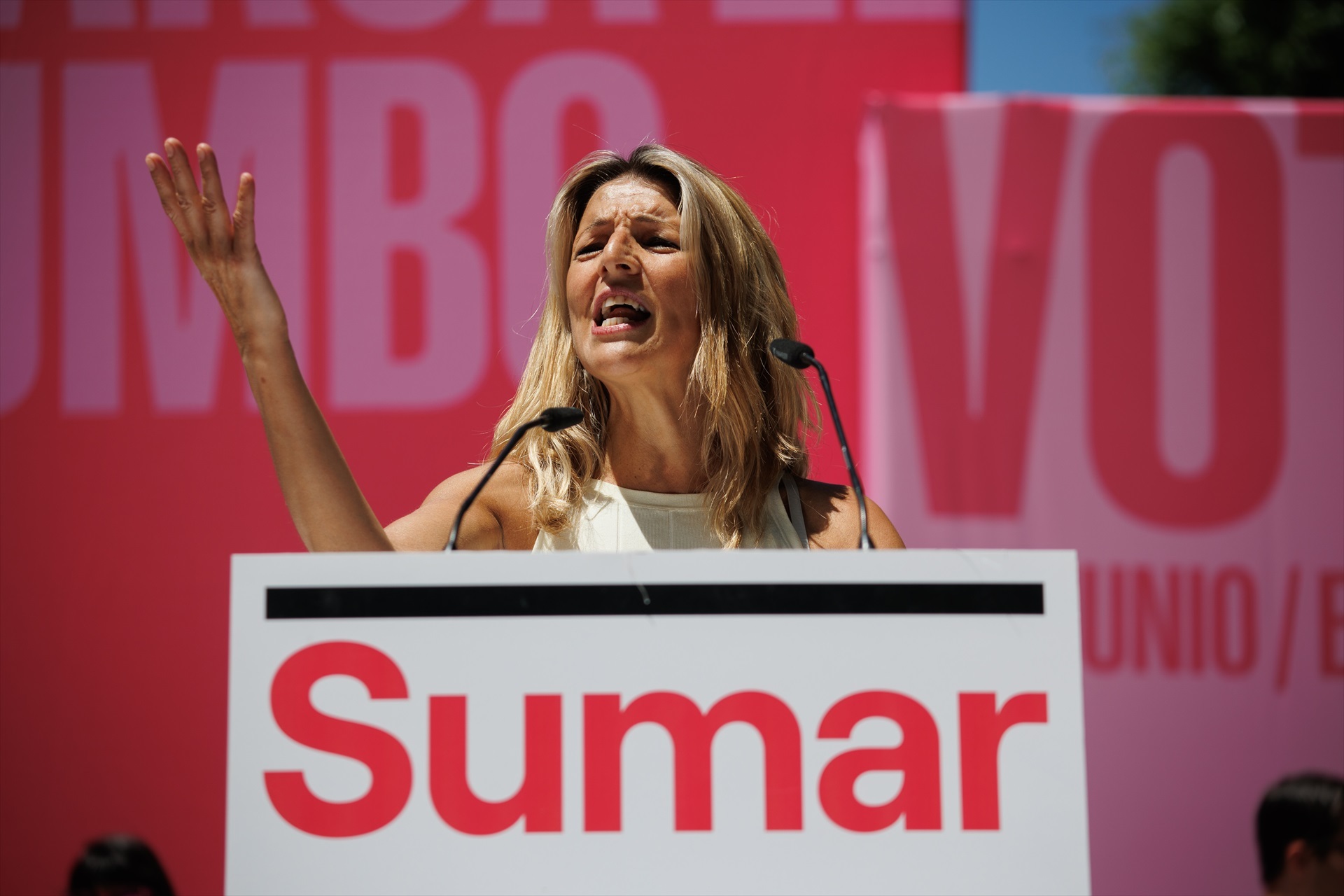 Yolanda Díaz repite el "a la mierda" en un mitin de Sumar