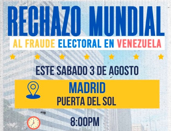 "España, con una Venezuela libre": concentración a las 20 horas en Sol contra el fraude