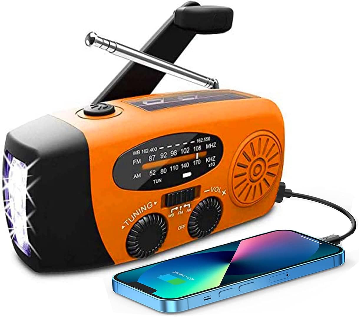 Radio Solare Con Manovella - AM/FM, Torcia, Caricatore USB
