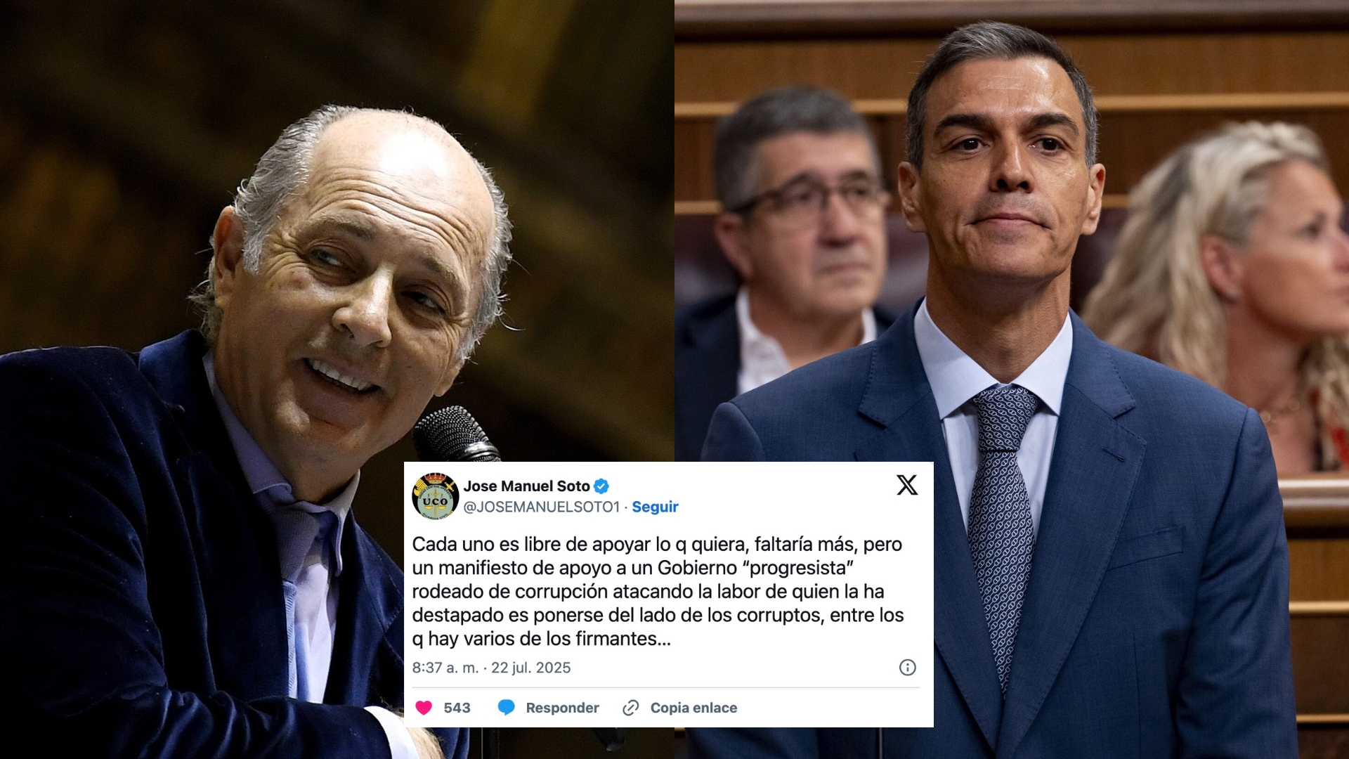 José Manuel Soto, tajante contra el manifiesto de apoyo a Sánchez: &quot;Es ponerse del lado de los corruptos&quot;