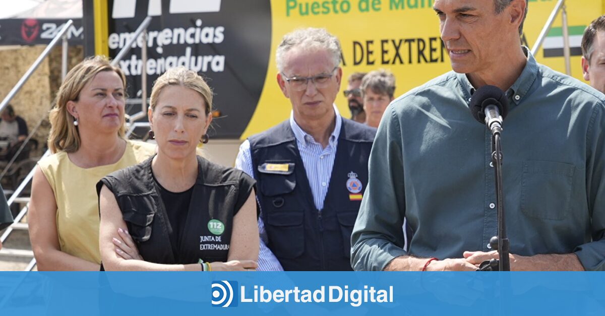 Los gestos y caras de María Guardiola cuando Sánchez habla de la labor del Gobierno en los incendios