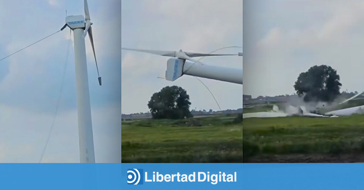 Un agricultor derriba un molino de 37 toneladas usando tractores y cuerdas