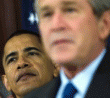 Barack Obama y George W. Bush.