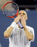 Andre Agassi celebrando uno de sus triunfos