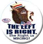Este burro, mascota del Partido Demócrata, clama contra la derecha.