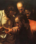La incredulidad de Santo Tomás, de Caravaggio (detalle)