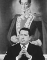 Chávez, ante un retrato de Simón Bolívar.