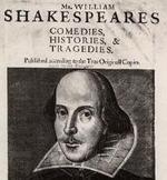 Detalle de la portada de un libro antiguo de Shakespeare.