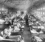 Enfermos de gripe española en un hospital de campaña (Kansas, 1918).