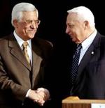 Abu Mazen, presidente de la ANP, y Ariel Sharon, primer ministro israelí.