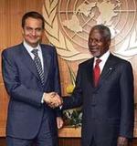 Zapatero y el secretario general de la ONU, Kofi Annan.