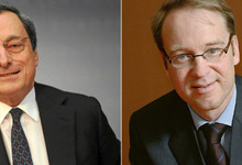 El presidente del BCE, Mario Draghi (izq.), y del Bundesbank, Jens Weidmann.