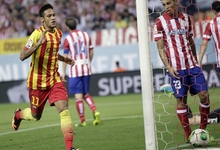 Neymar celebra su primer gol oficial con el Barcelona. | EFE