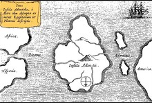 Mapa de A. Kircher mostrando una supuesta ubicación de la Atlántida | Wikipedia