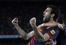 Cesc, celebrando un gol del Bara