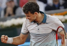 Grigor Dimitrov celebra su victoria ante Djokovic. | EFE