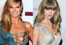 La presentadora del evento, Heidi Klum, y Taylor Swift 