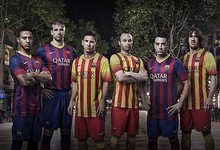 Fotografa original de las equipaciones del Barcelona. 