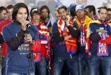 Falcao, durante la fiesta del Atltico por el ttulo de Copa. | EFE