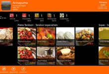 Eligiendo platos de un restaurante indio en Food2u. | Windows Store