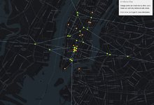 Un mapa de ejemplo de la web: los puntos verdes son las zonas seguras. | Hell is Other People