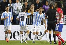 Joaqun celebra su gol al Granada. | EFE