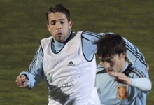 Jordi Alba y Silva, en un entrenamiento de la seleccin espaola. | EFE